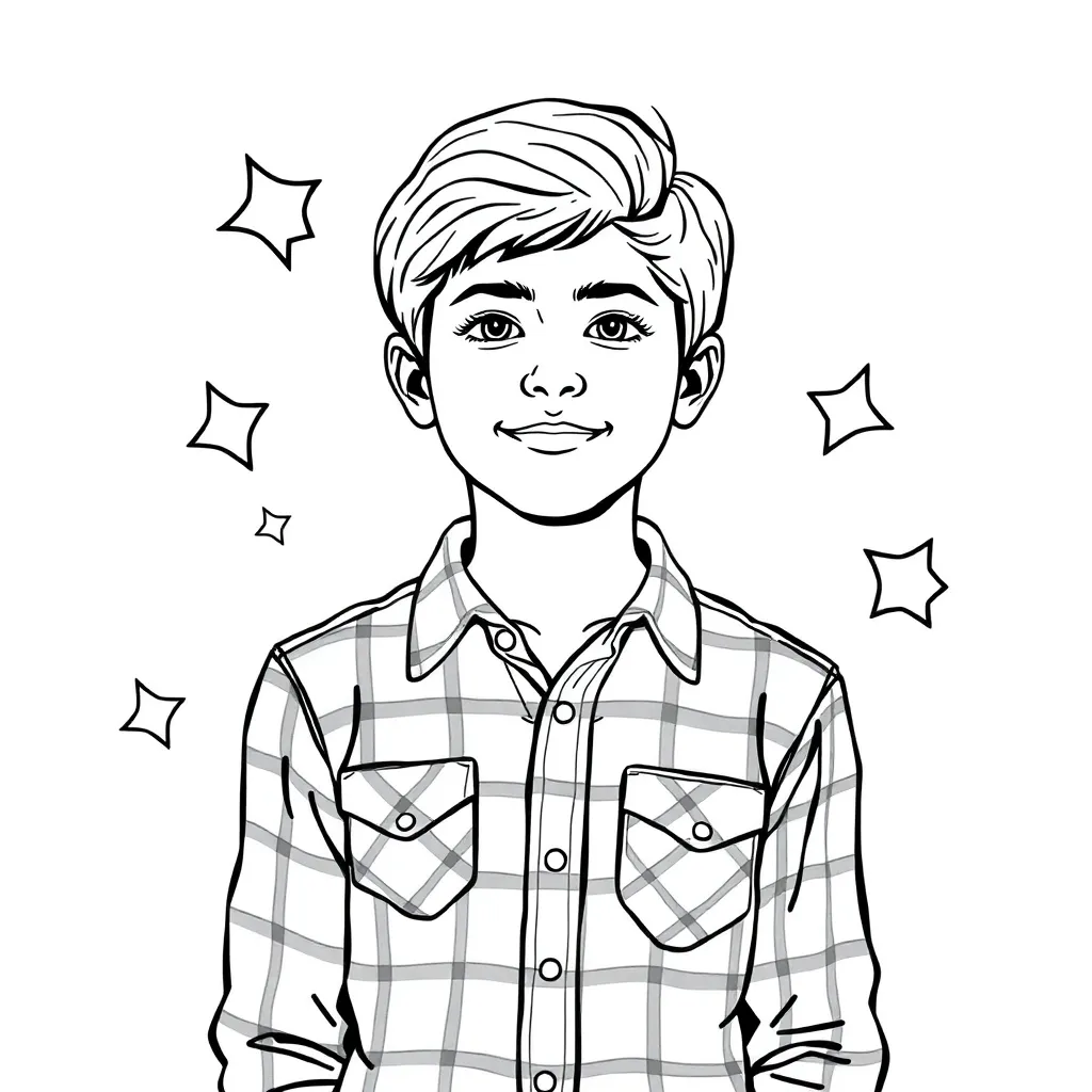 Plantilla de colorear gratis Violetta Camisa de Estrellas Realista Creativa para colorear