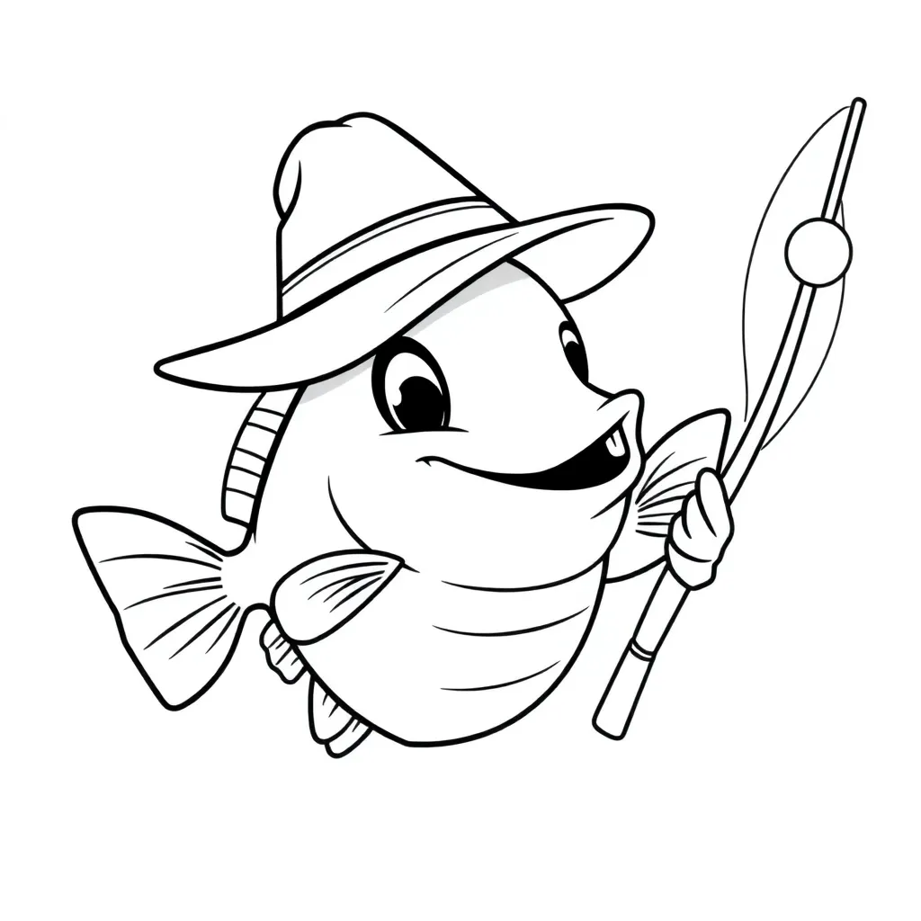 Vis Hengel Cartoon Zomer Recreatie coloring page for children