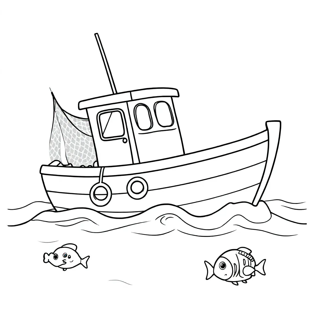 Vissersboot coloring page for children