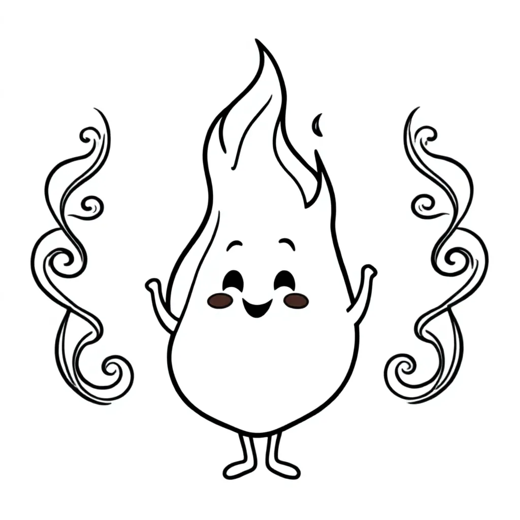 vlammen vuur coloring page for children