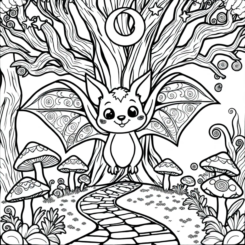 vleermuis kleurplaat voor kinderen