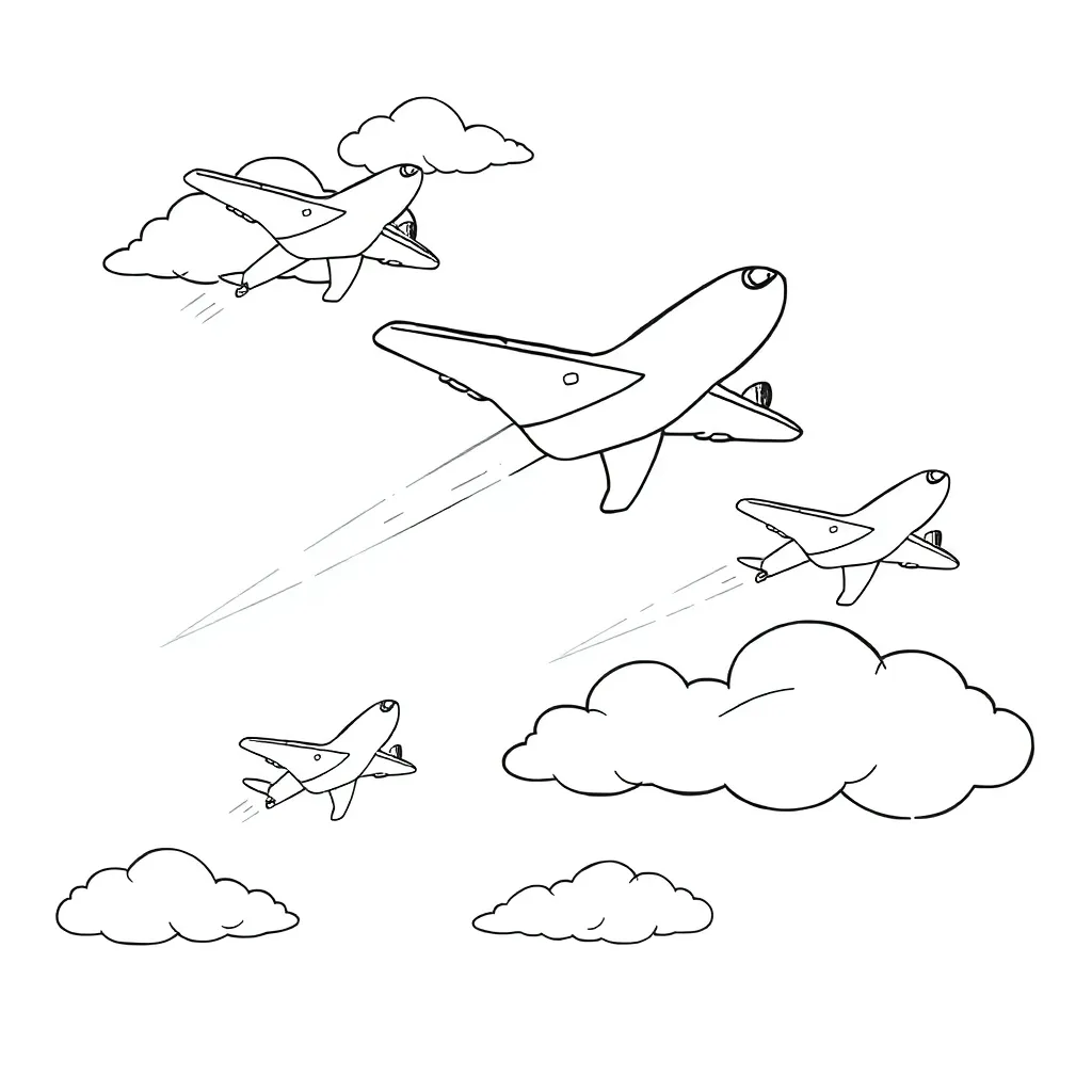 Feuille de coloriage gratuite Avions aventure Bande dessinée Aviation Dynamique Couleur