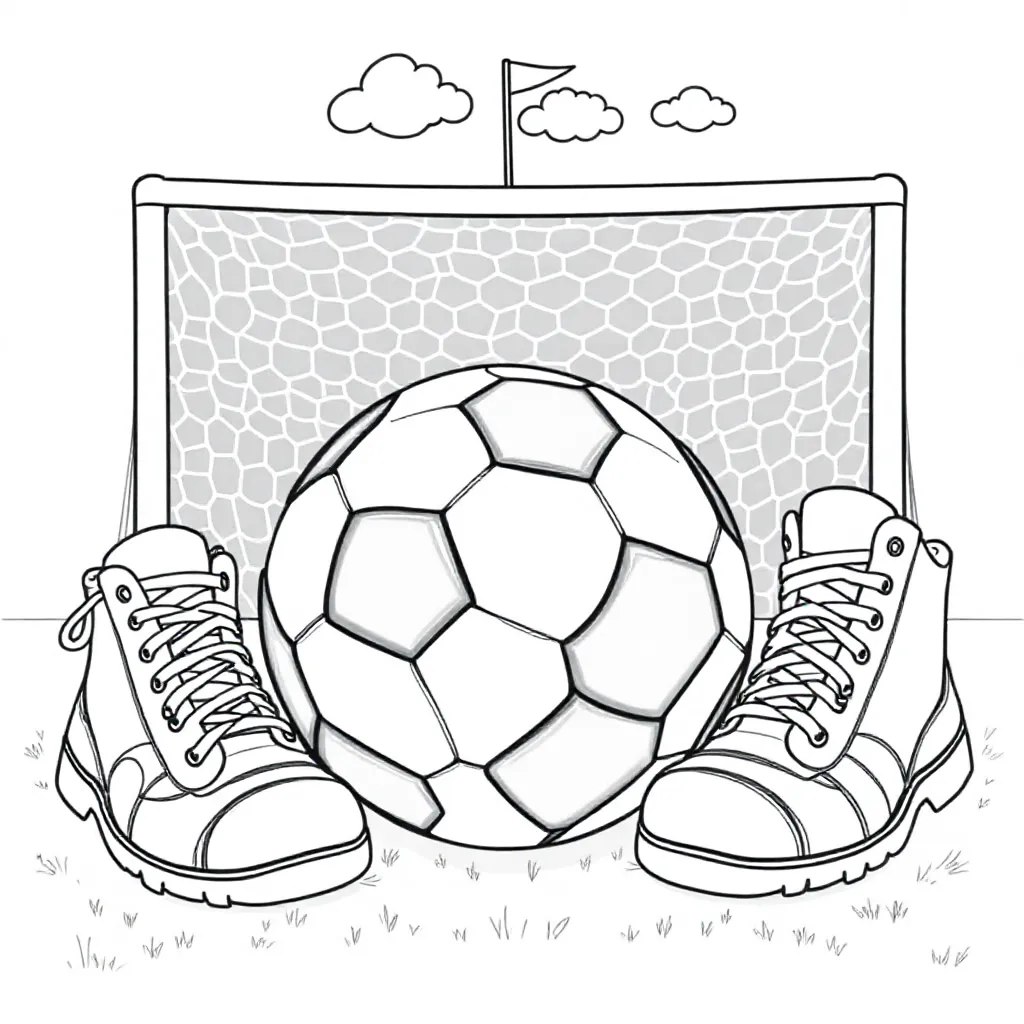 voetbal die stilstaat kleurplaat voor kinderen