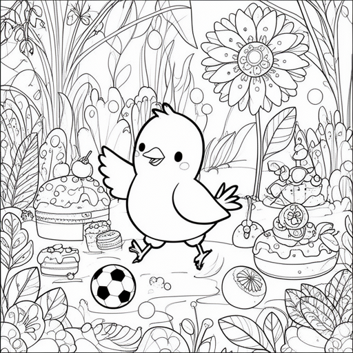 voetbal vogel vogel vogel cupcake ijs Voetbal Bloem kleurplaat voor kinderen