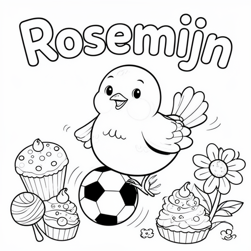 voetbal vogel vogel vogel cupcake ijs Voetbal Bloem kleurplaat voor kinderen