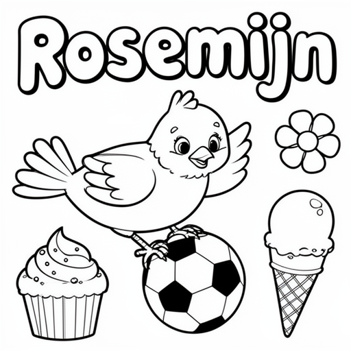 voetbal vogel vogel vogel cupcake ijs Voetbal Bloem kleurplaat voor kinderen