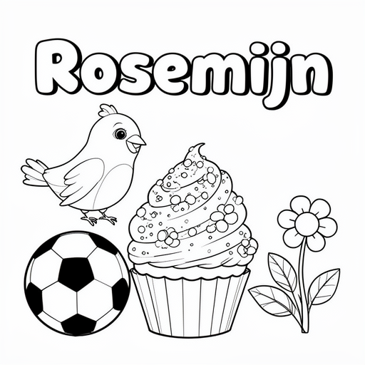 voetbal vogel vogel vogel cupcake ijs Voetbal Bloem kleurplaat voor kinderen