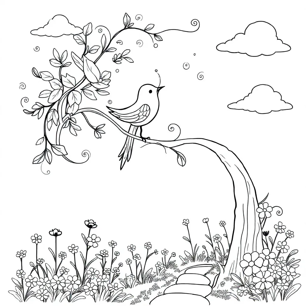 Free Printable Bird Coloring Page for Kids