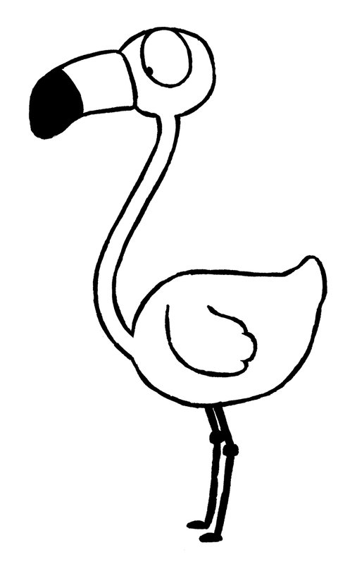 Vogels Staande Flamingo Makkelijk coloring page for children