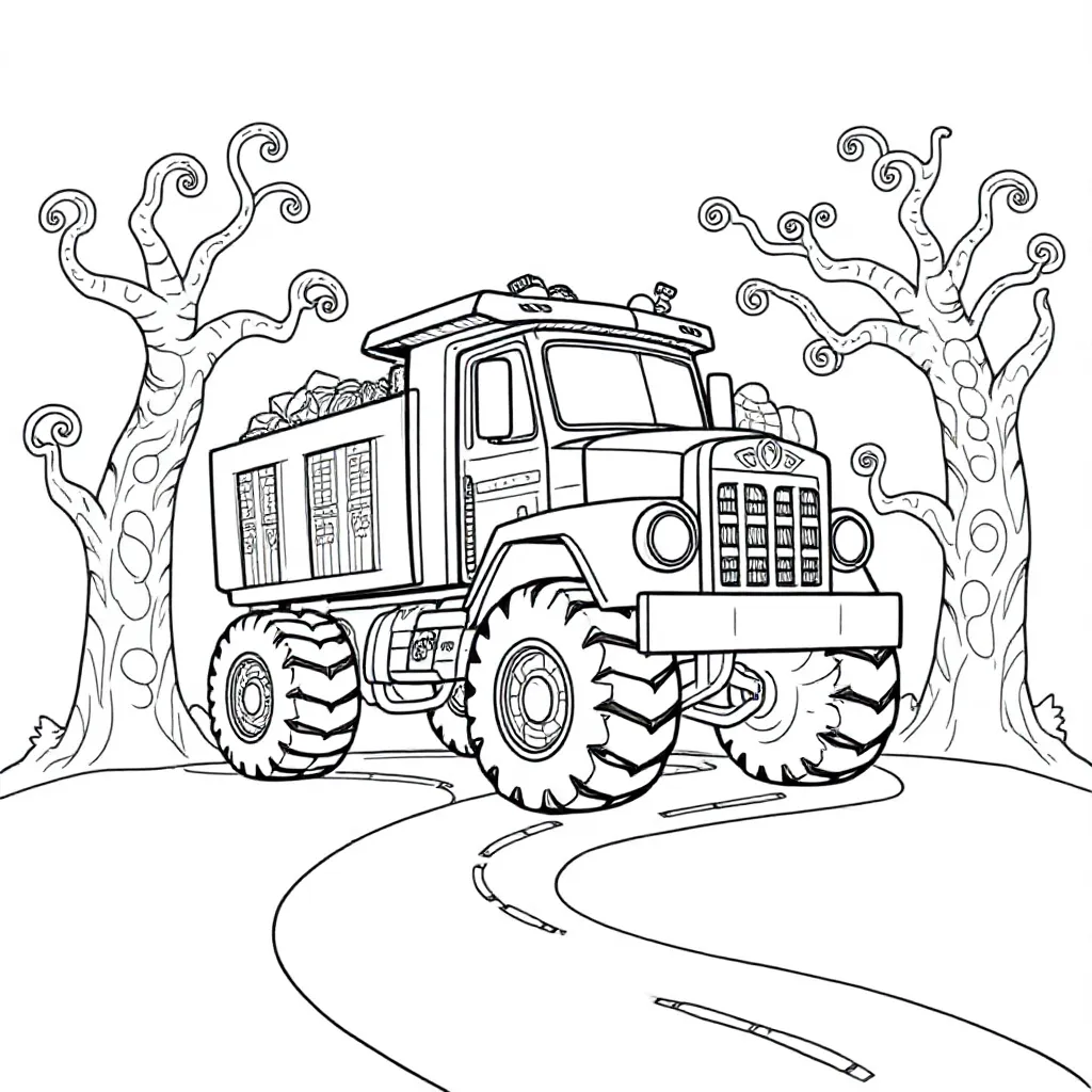 vrachtwagen kleurplaat voor kinderen