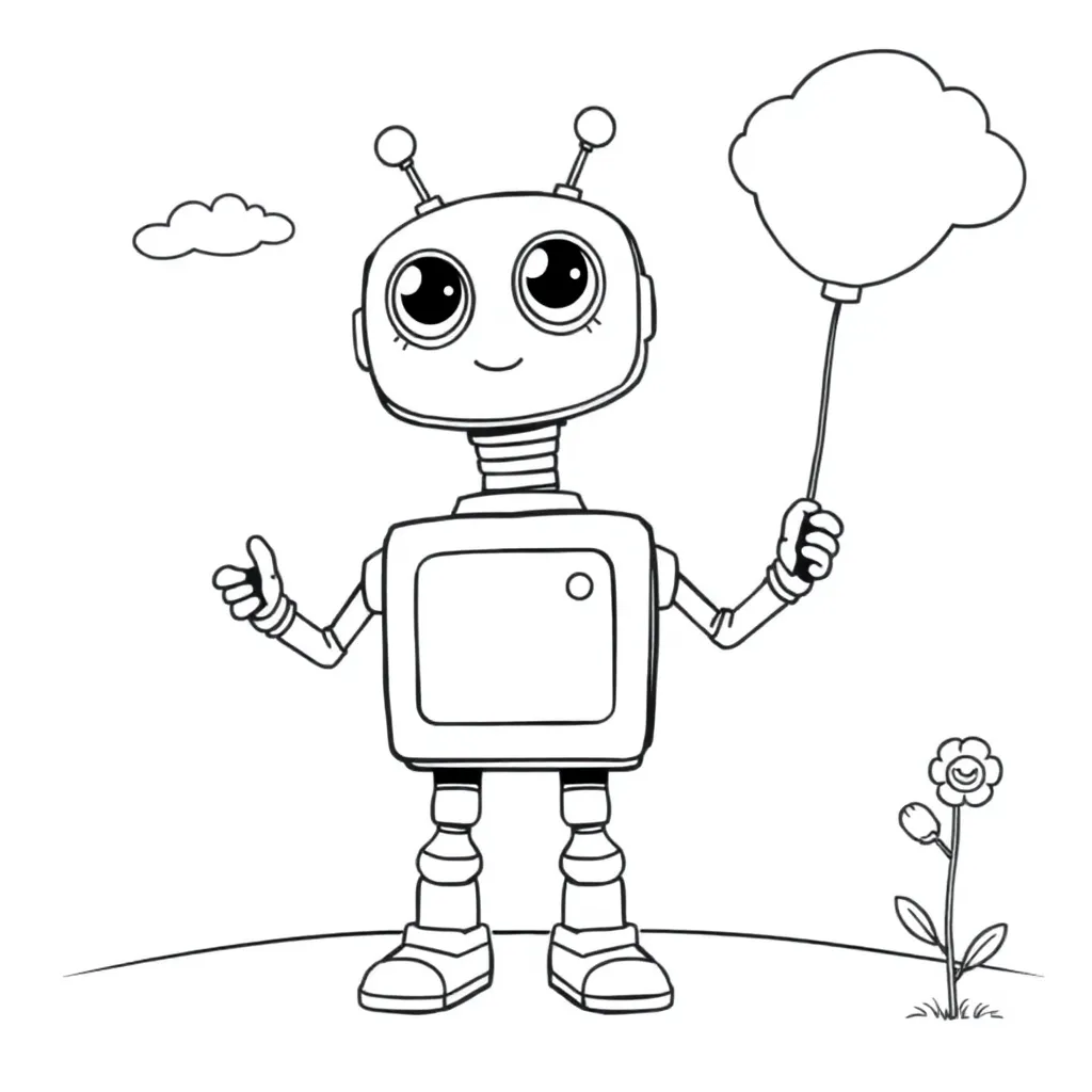 vrolijke robot met ballon