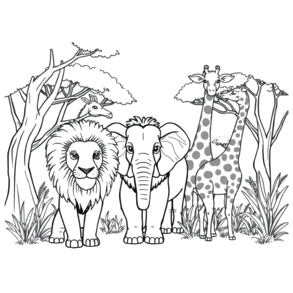 Wilde Dieren Exotische Dieren Jungle Dieren Savanne Dieren Roofdieren coloring page for children
