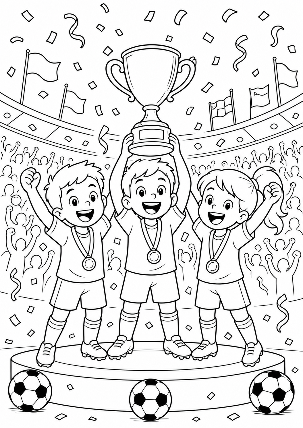 WK voetbal trofee kleurplaat