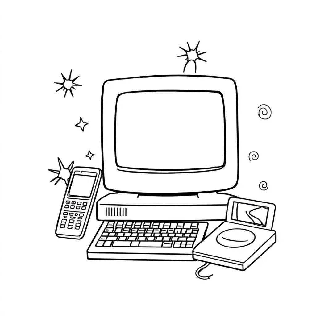 Y2K coloring page for children