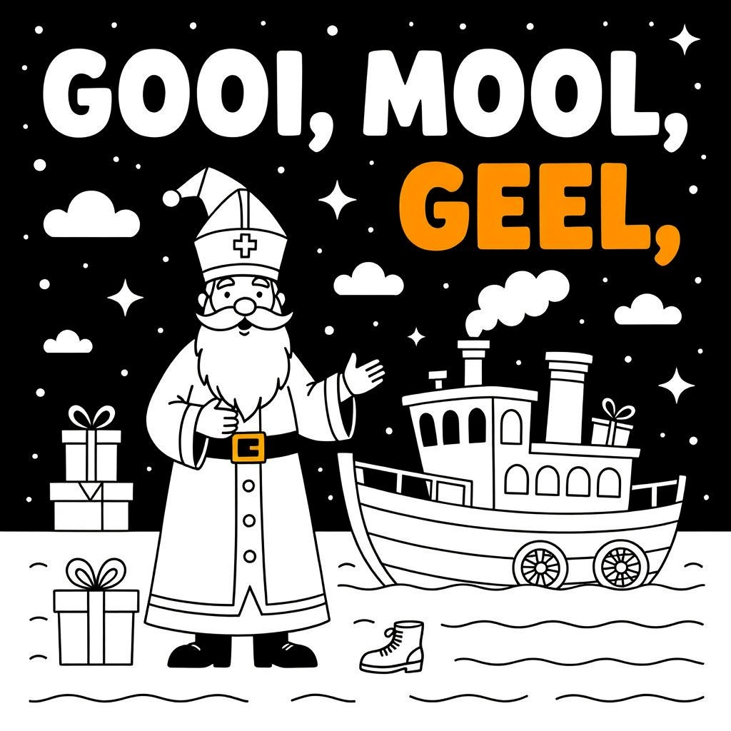 Zal van sinterklaas coloring page for children