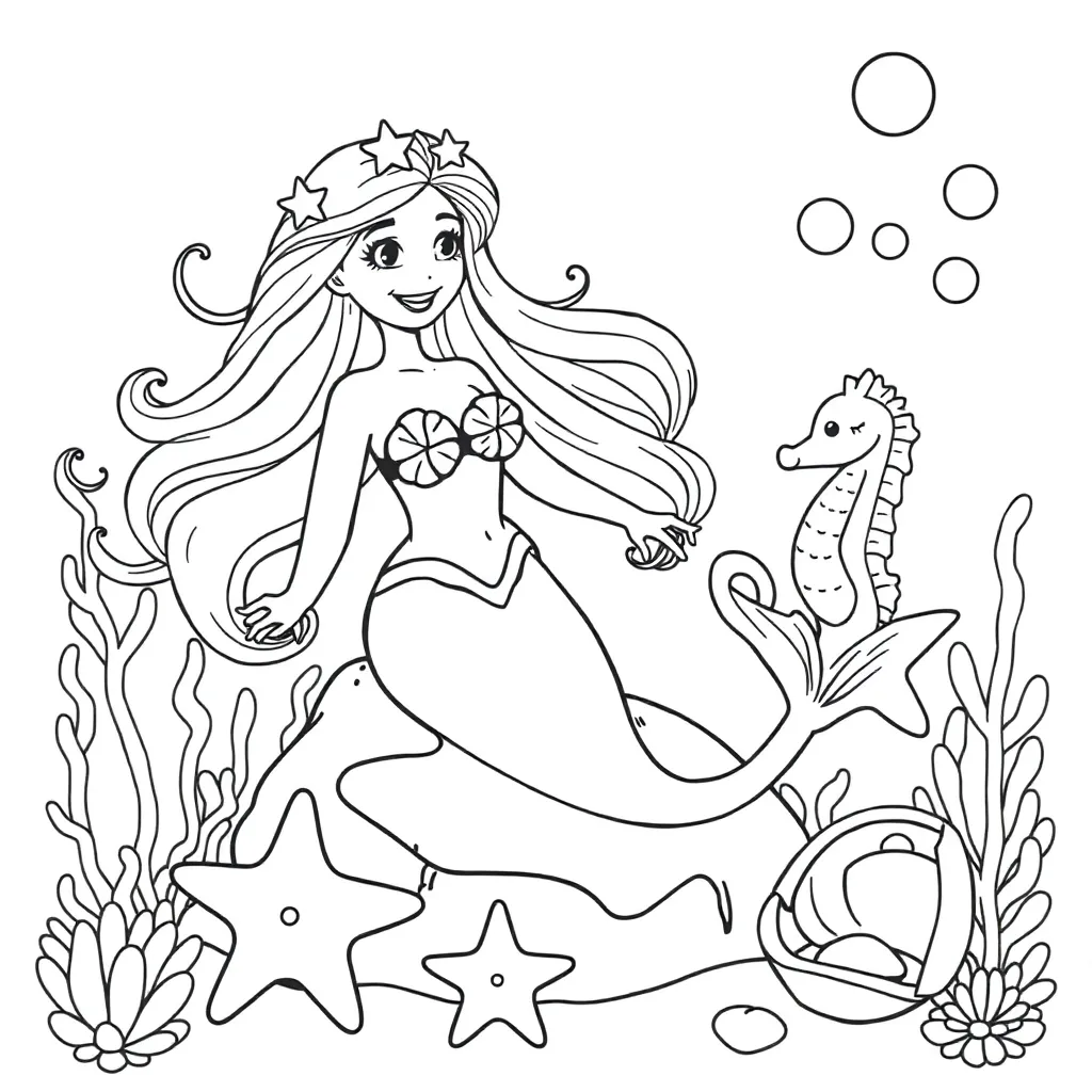 Sirène, fantaisie, mythique, magique, coloriage de l'eau pour enfants