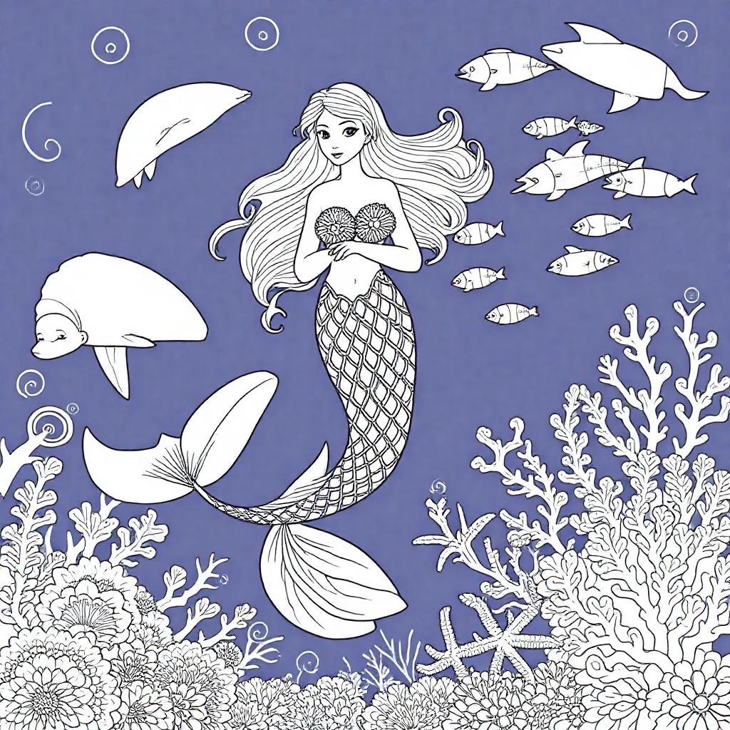 Free Mermaid Coloring Page for Kids