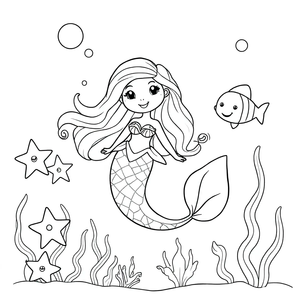 zeemeermin coloring page for children