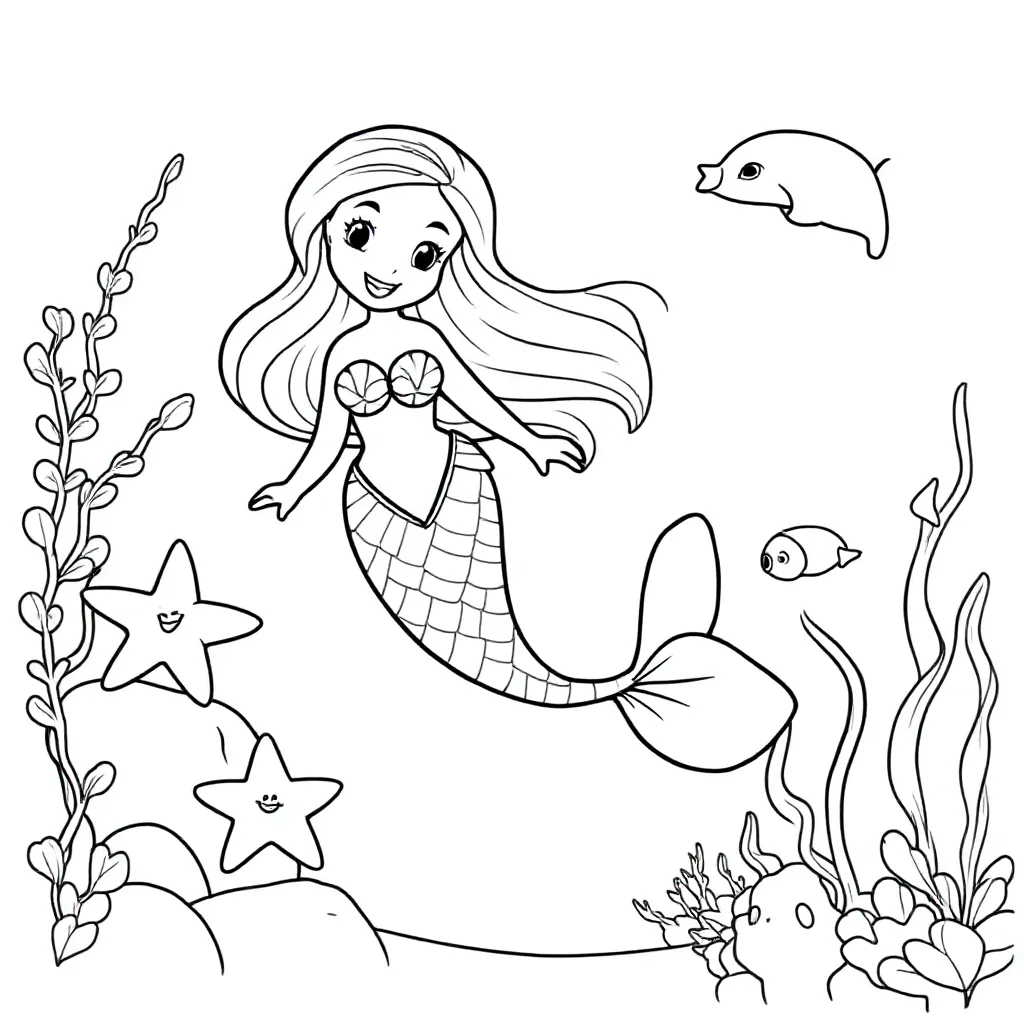 zeemeermin kleurplaat voor kinderen