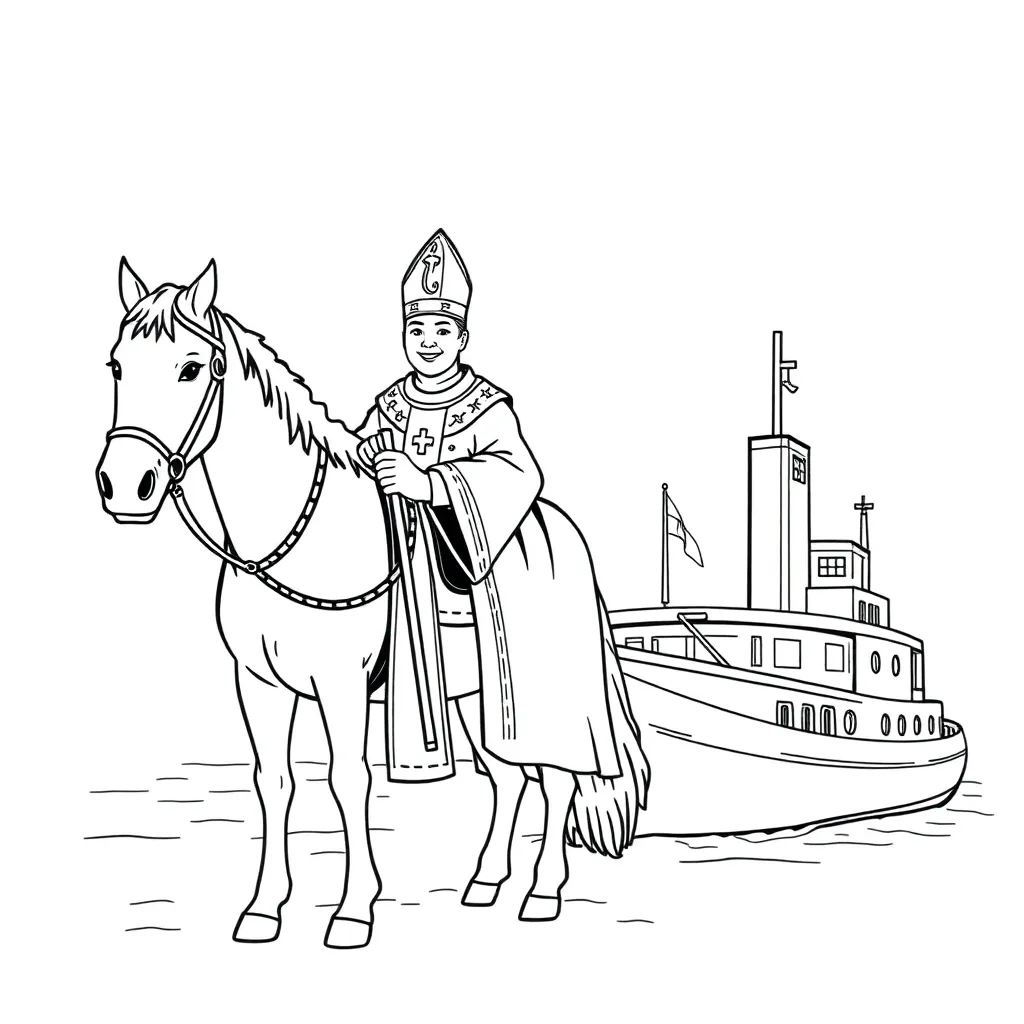 Zie Ginds Komt De Stoomboot coloring page for children