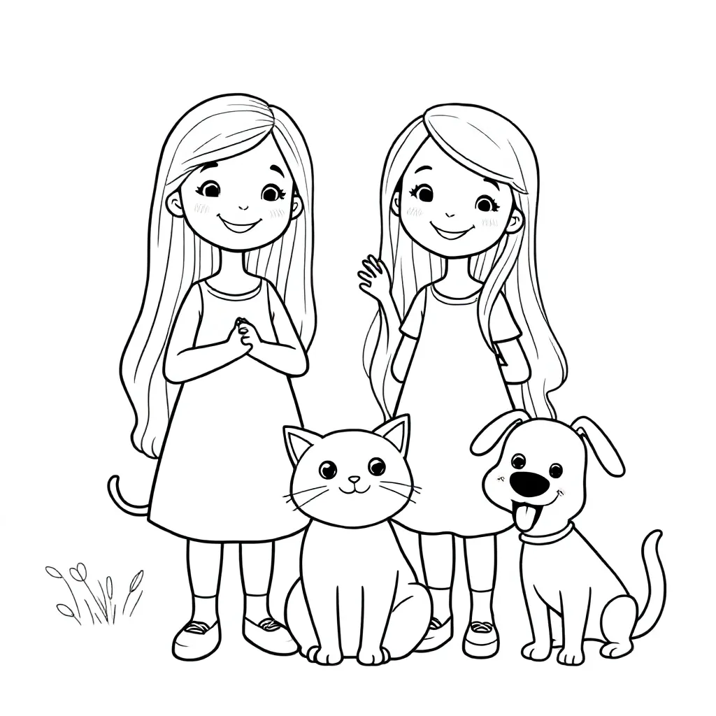 Zoete zusjes kleurplaat voor kinderen