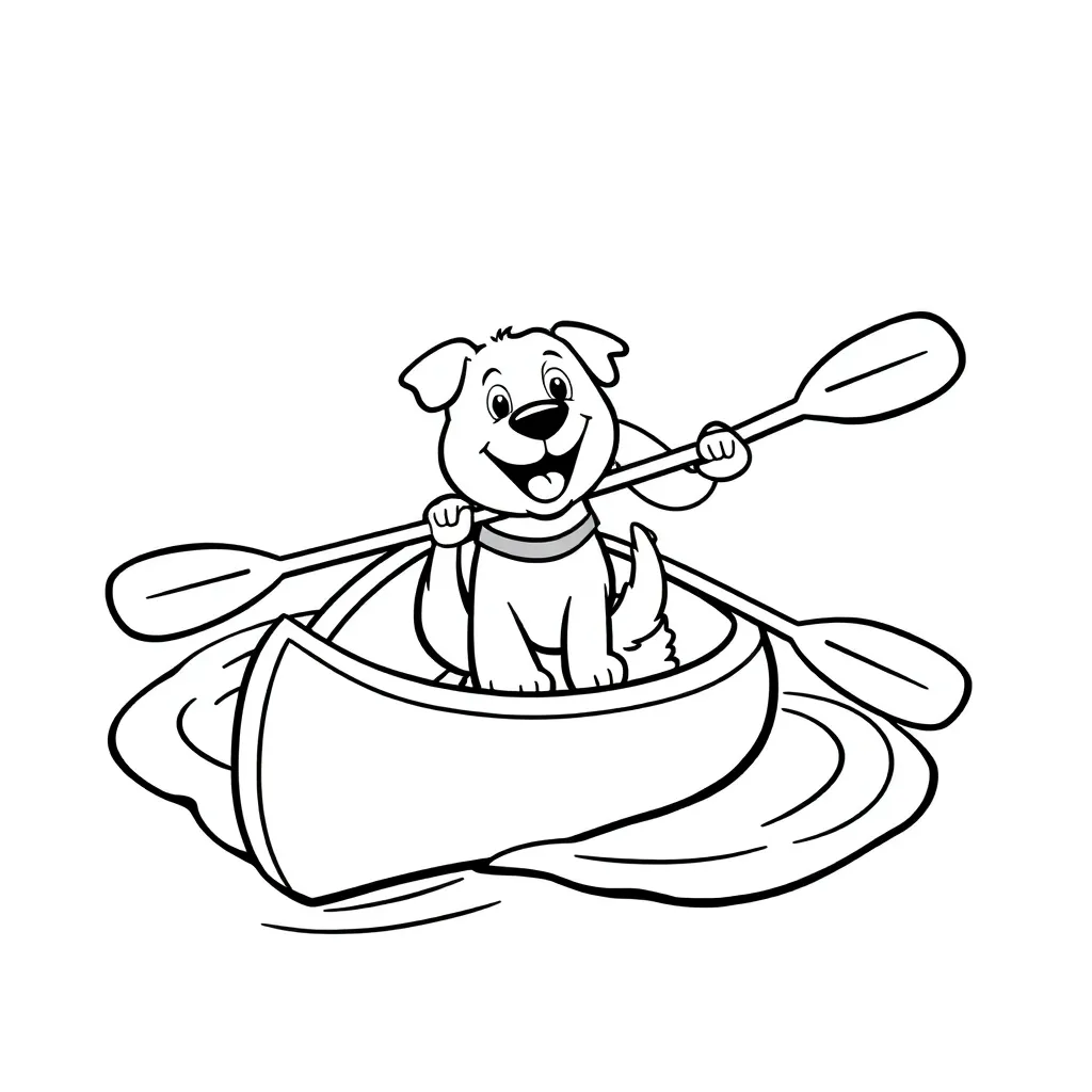 Zomer Boot Hond Peddelen Avontuur coloring page for children