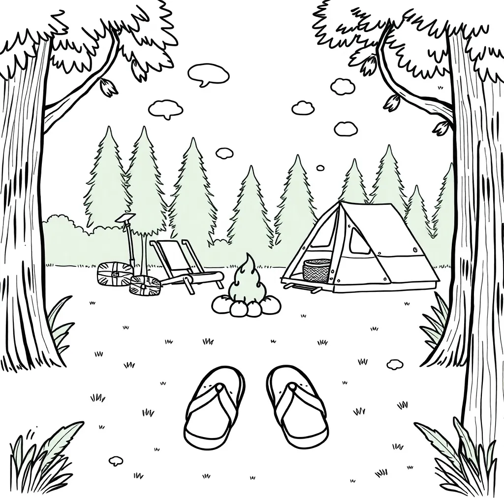 Zomer, camping, kampvuur, slippers, veel plaatjes