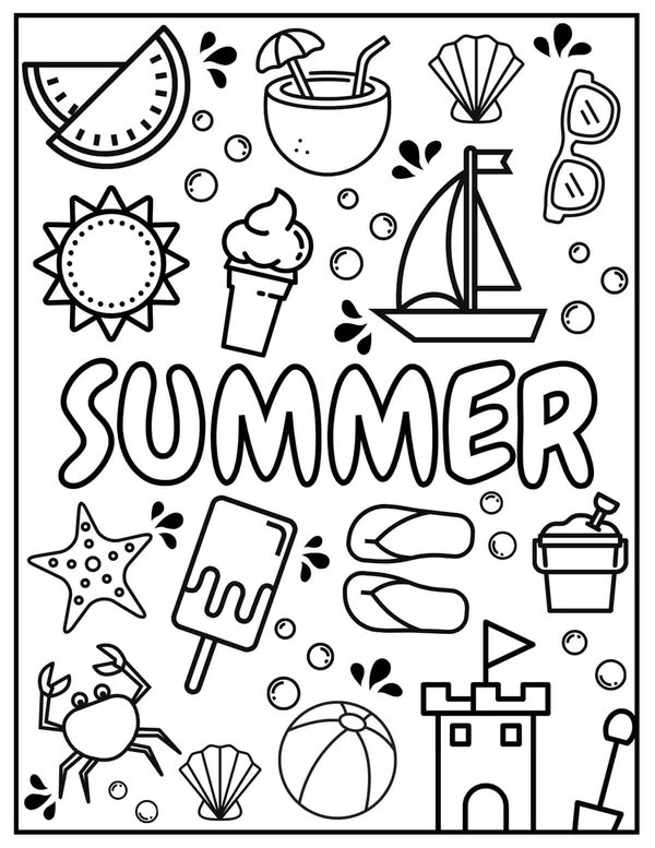 Zomer Letters Zomer Items coloring page for children