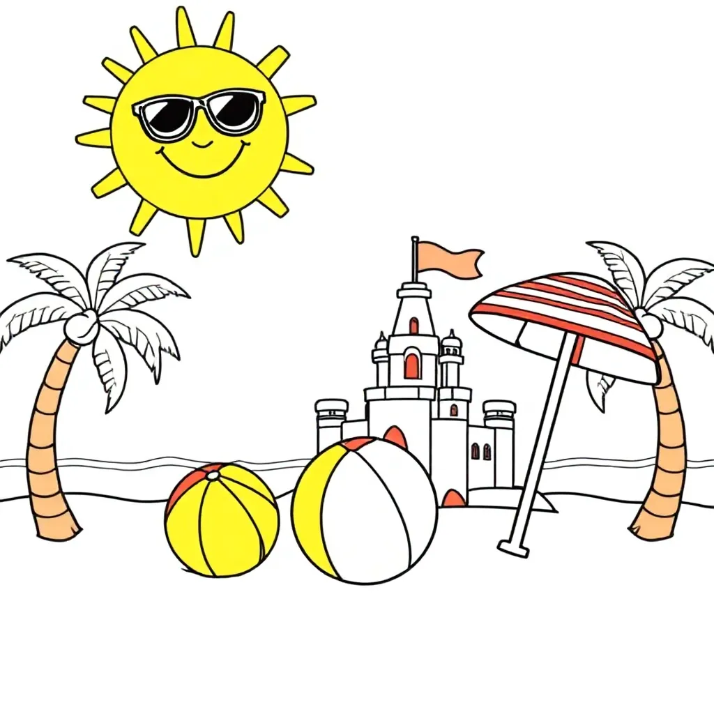 Zomer plaatjes met kleur kleurplaat voor kinderen