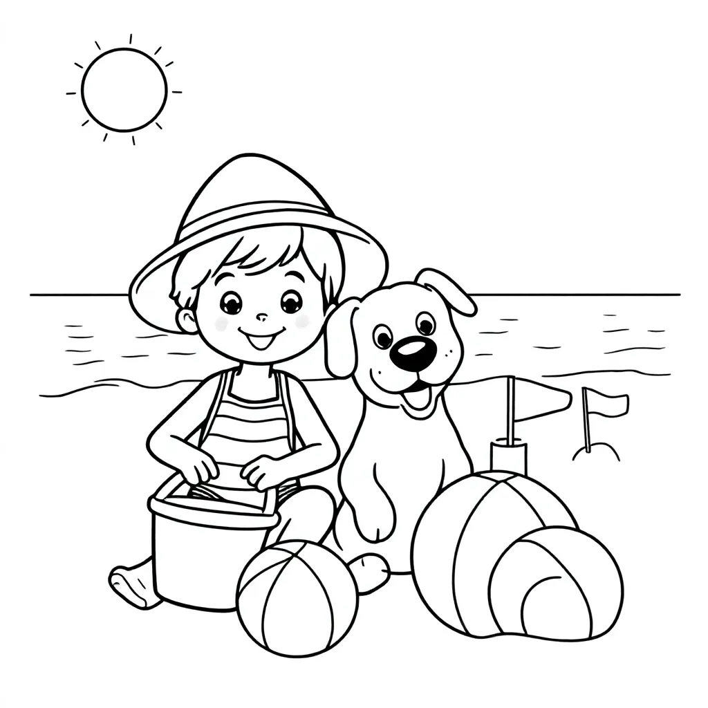 Feuille de coloriage Vacances d'été gratuites Feuille de coloriage pour enfants