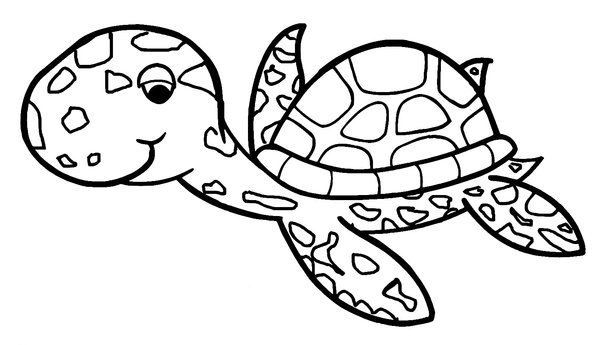 Zwemmende Cartoonachtige Schildpad coloring page for children
