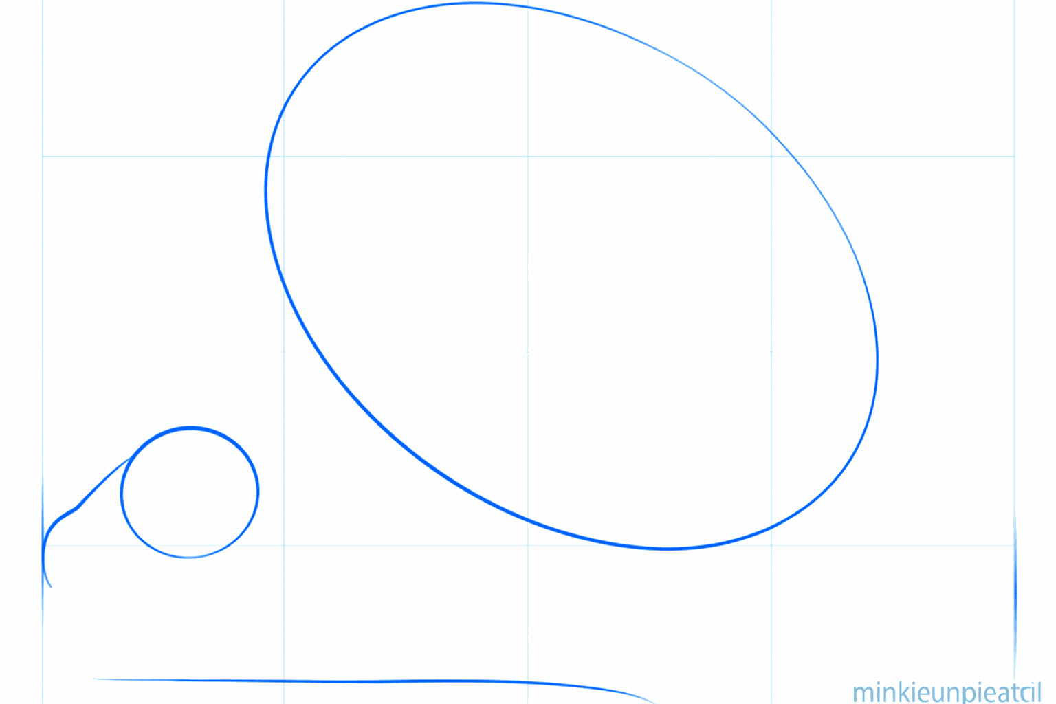 Basisvormen van een gier: een grote ovaal en een kleine cirkel voor de kop.