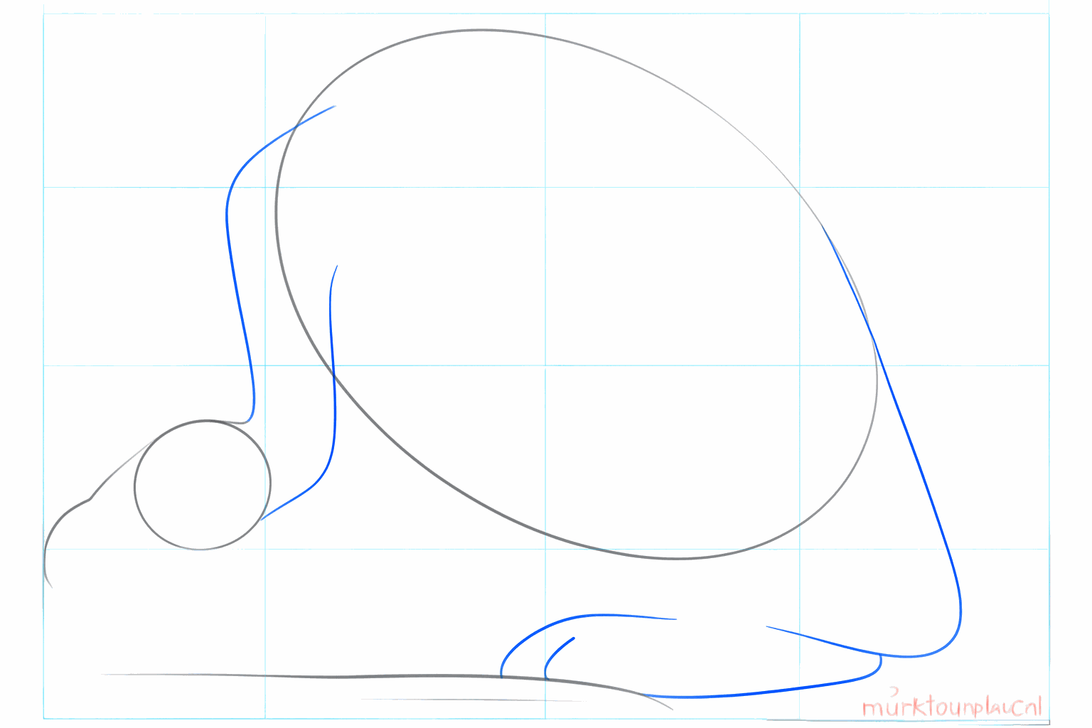 De neklijnen en een schuine streep voor de staart van de gier.