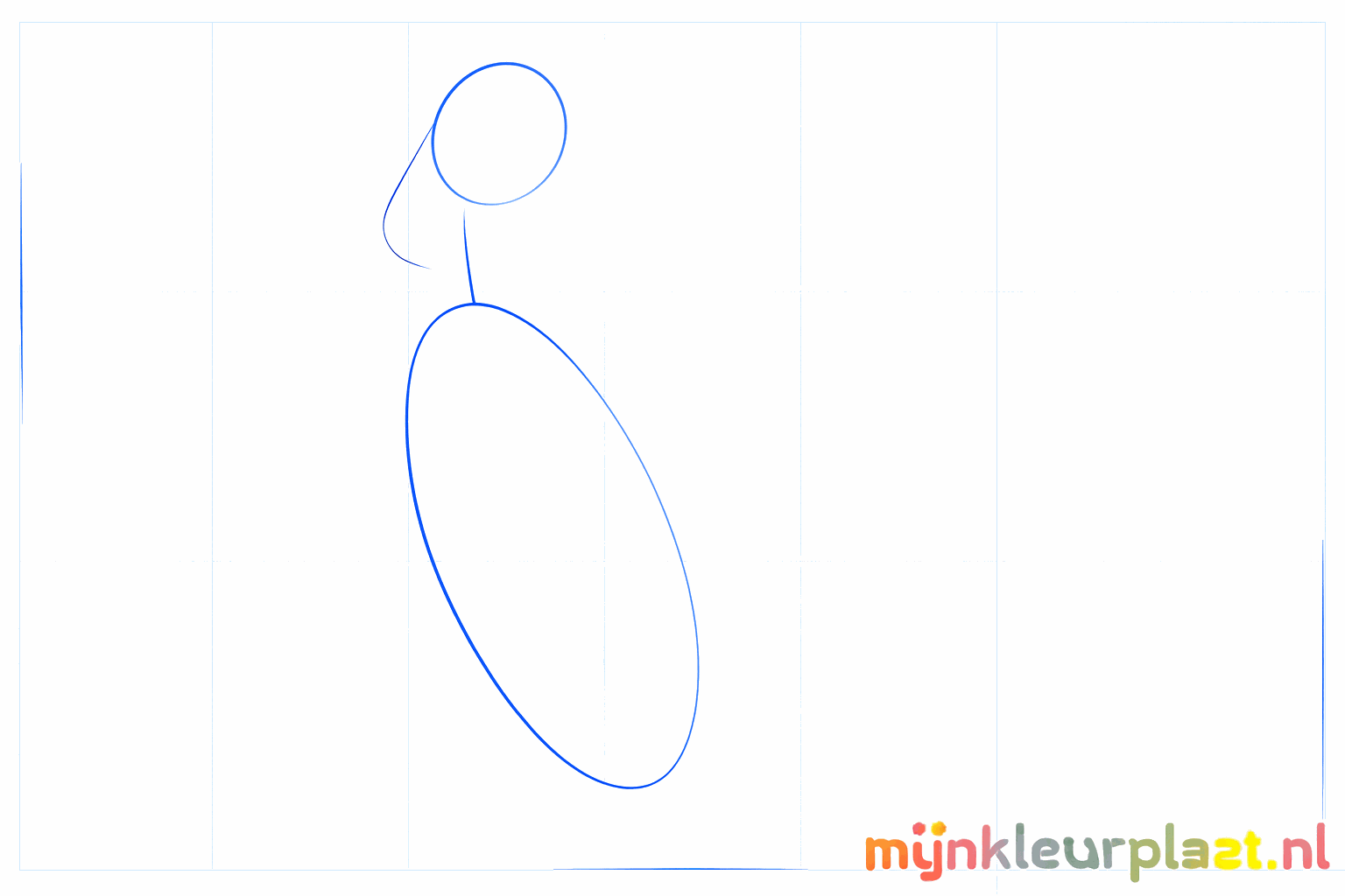 Twee ovalen die de basis vormen voor het lichaam en de kop van het paard.