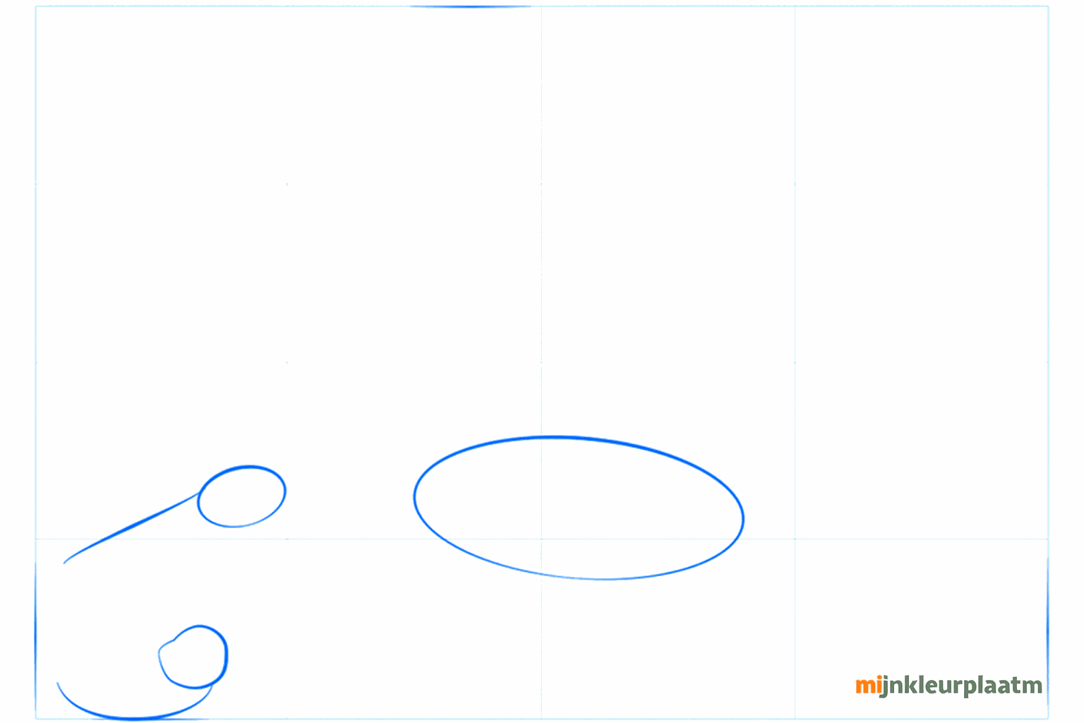 Basisvormen van een ooievaar en baby getekend met ovalen en cirkels.
