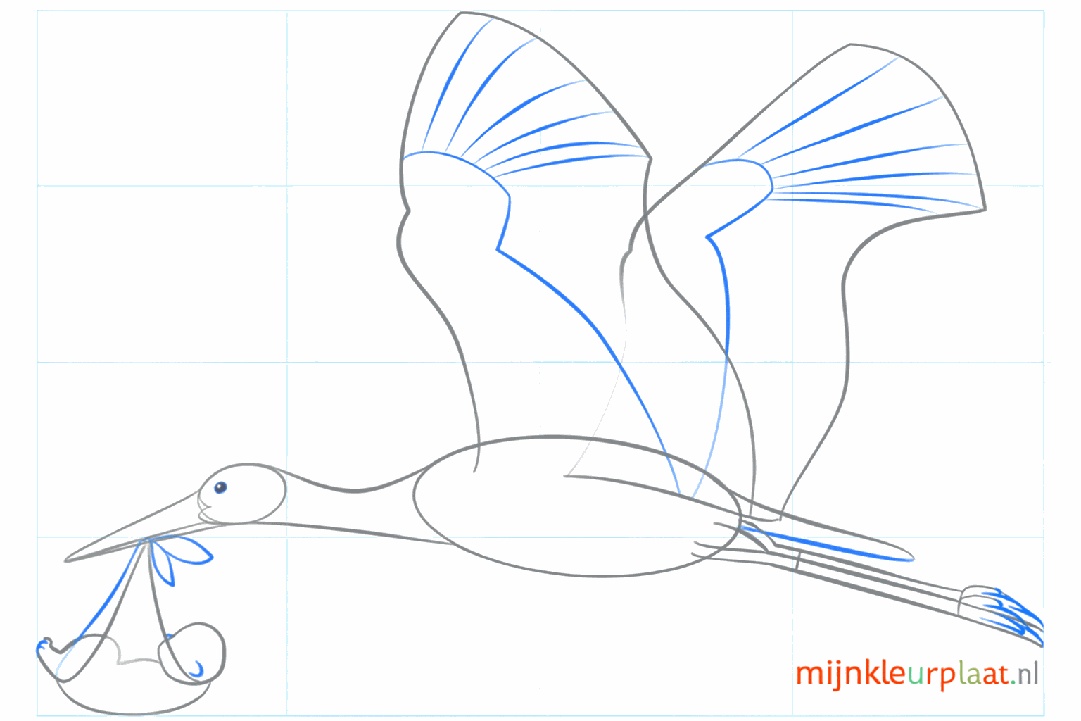 Details van de vleugel en de kleine voetjes van de baby.