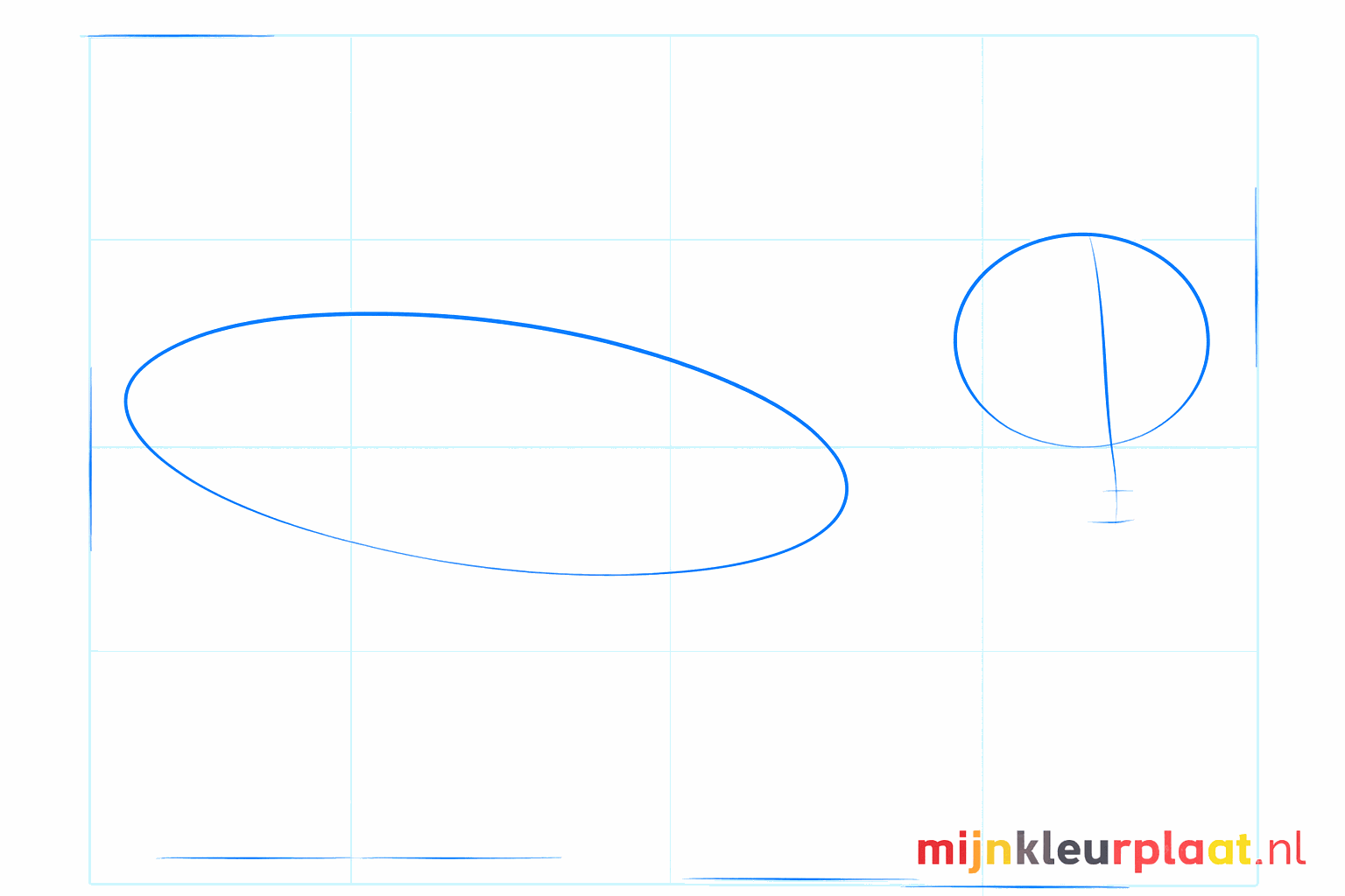 Basisvormen van een hond: een cirkel voor het hoofd en een ovaal voor het lijf.