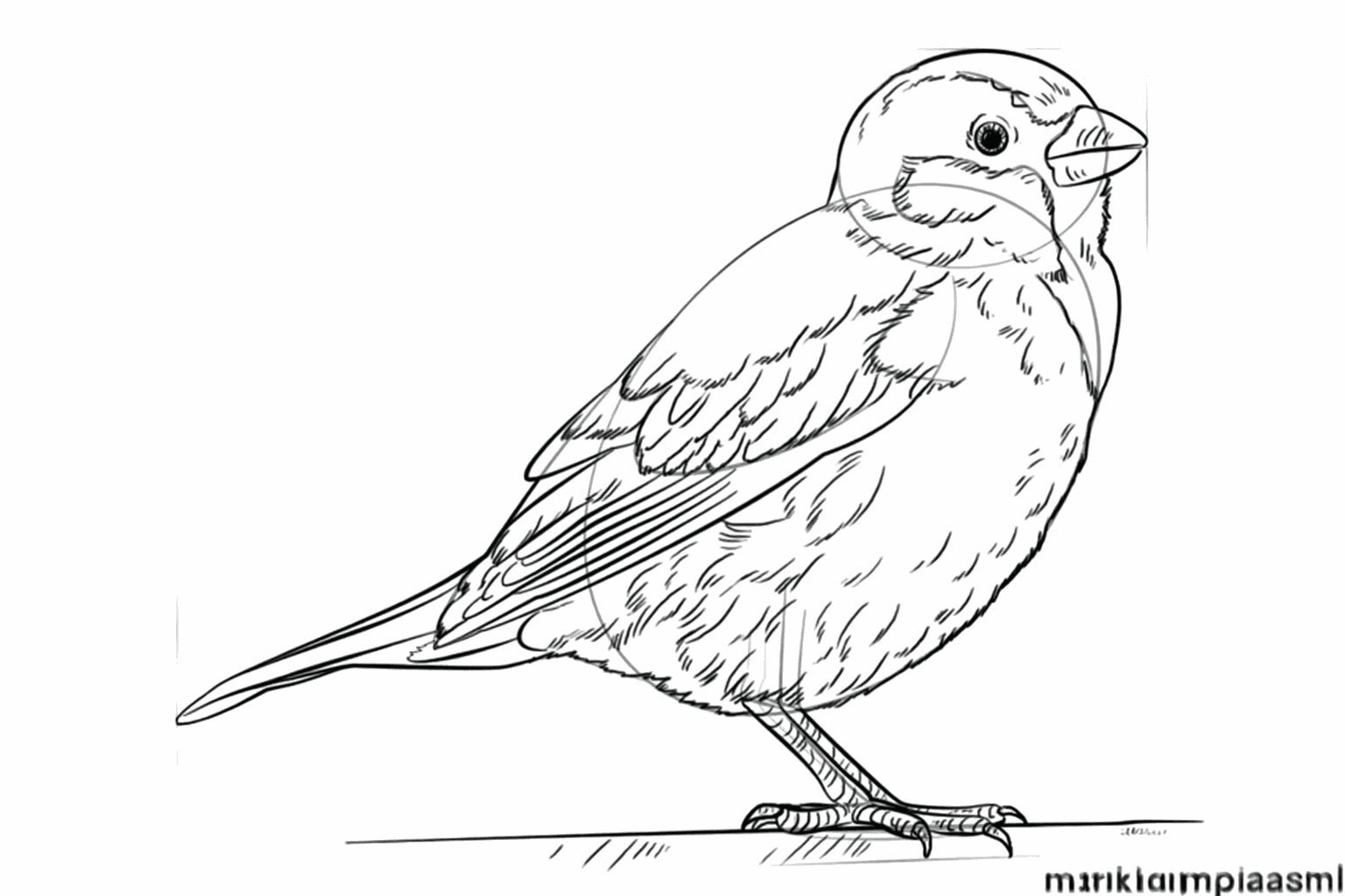 Teken overal kleine streepjes voor een zacht verendek.