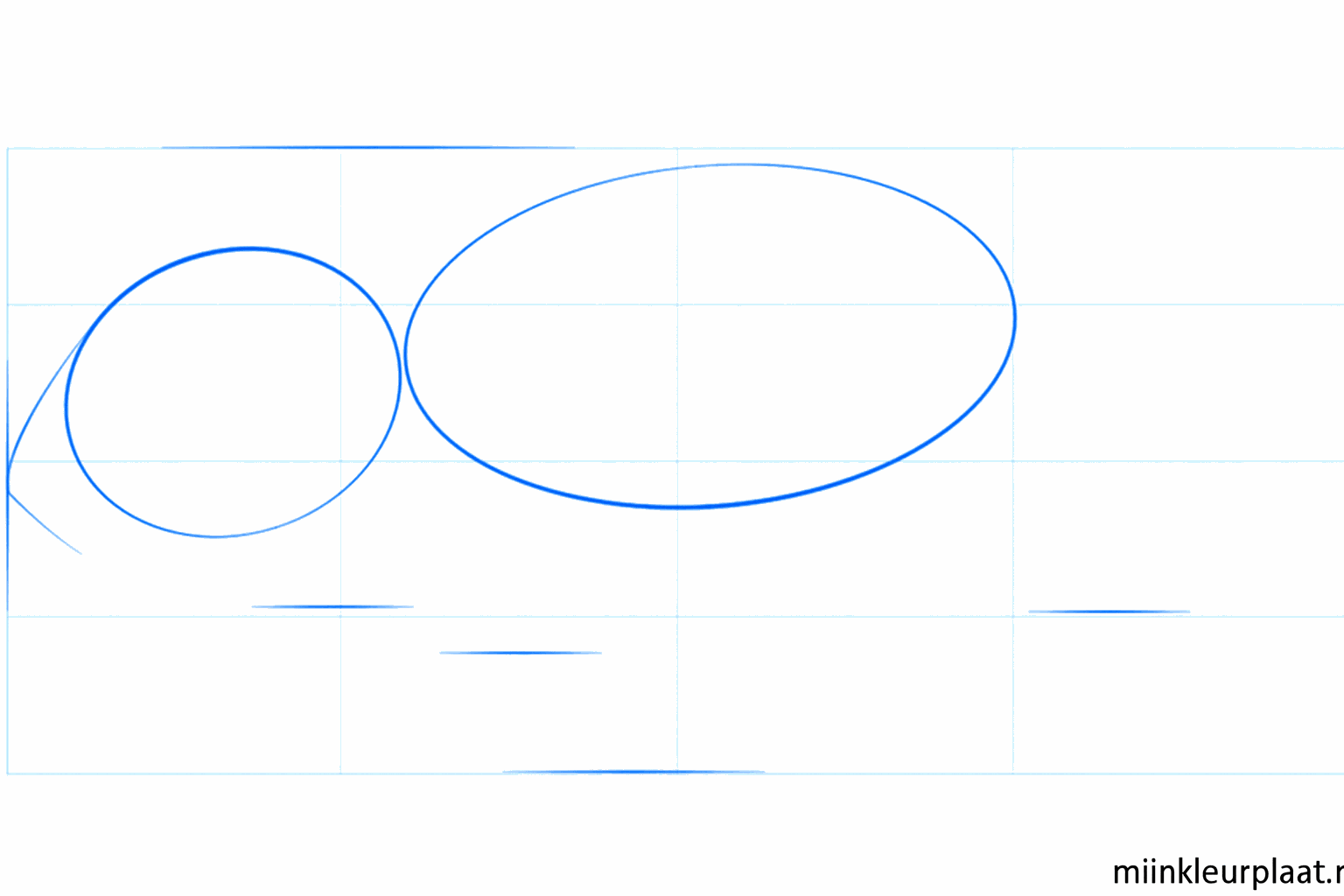 Basisvormen van een gerbil: twee ovalen voor de kop en het lichaam.