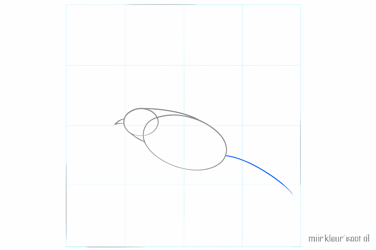 Hulplijnen voor de snavel en de nek van de vogel.