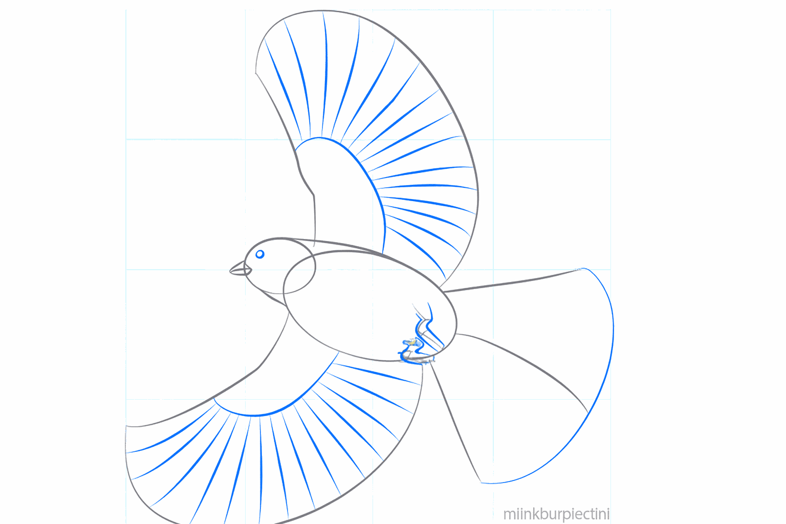 Brede vormen van de vliegende vleugels aan beide kanten van het lijfje.
