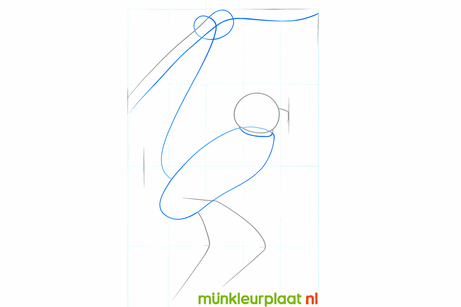 Een ovaal onder de kop tekenen voor het lichaam van de aap.