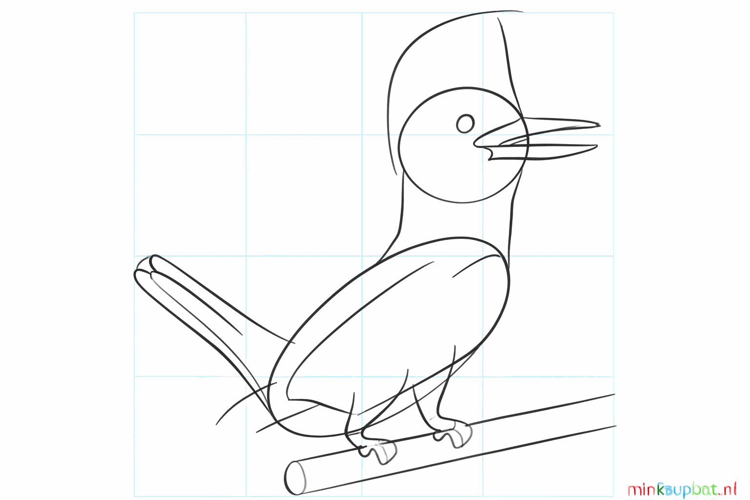 De staart vormgeven en een oogje tekenen in de cirkel van de kop.