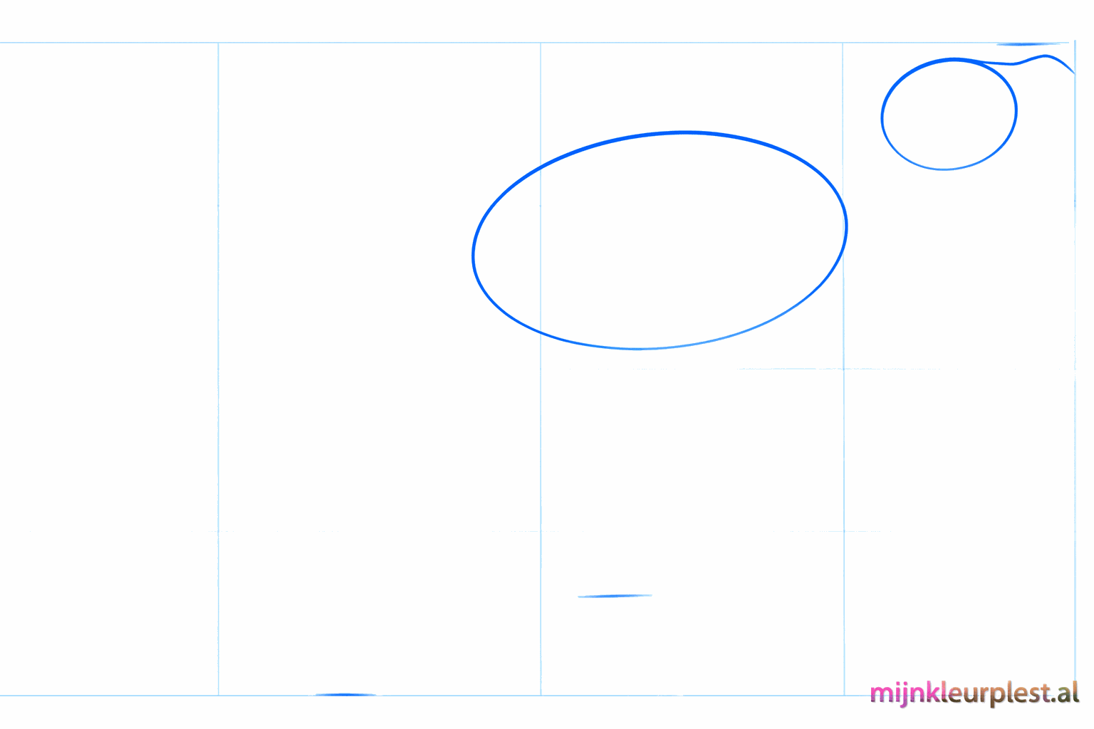Twee cirkels als basis voor de kop en het lichaam van de Allosaurus.