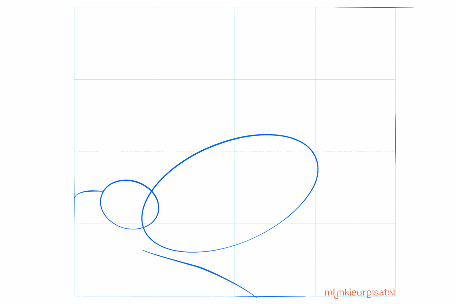Basisvormen van een koekoek: een cirkel voor de kop en een ovaal voor het lichaam op een tak.