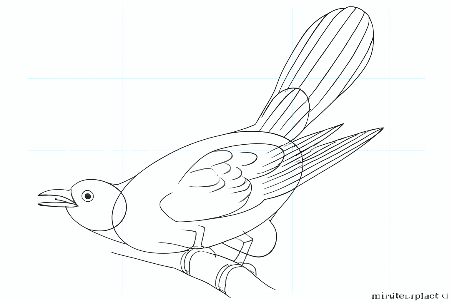 Details van de veren op de vleugel en de brede staart van de vogel.