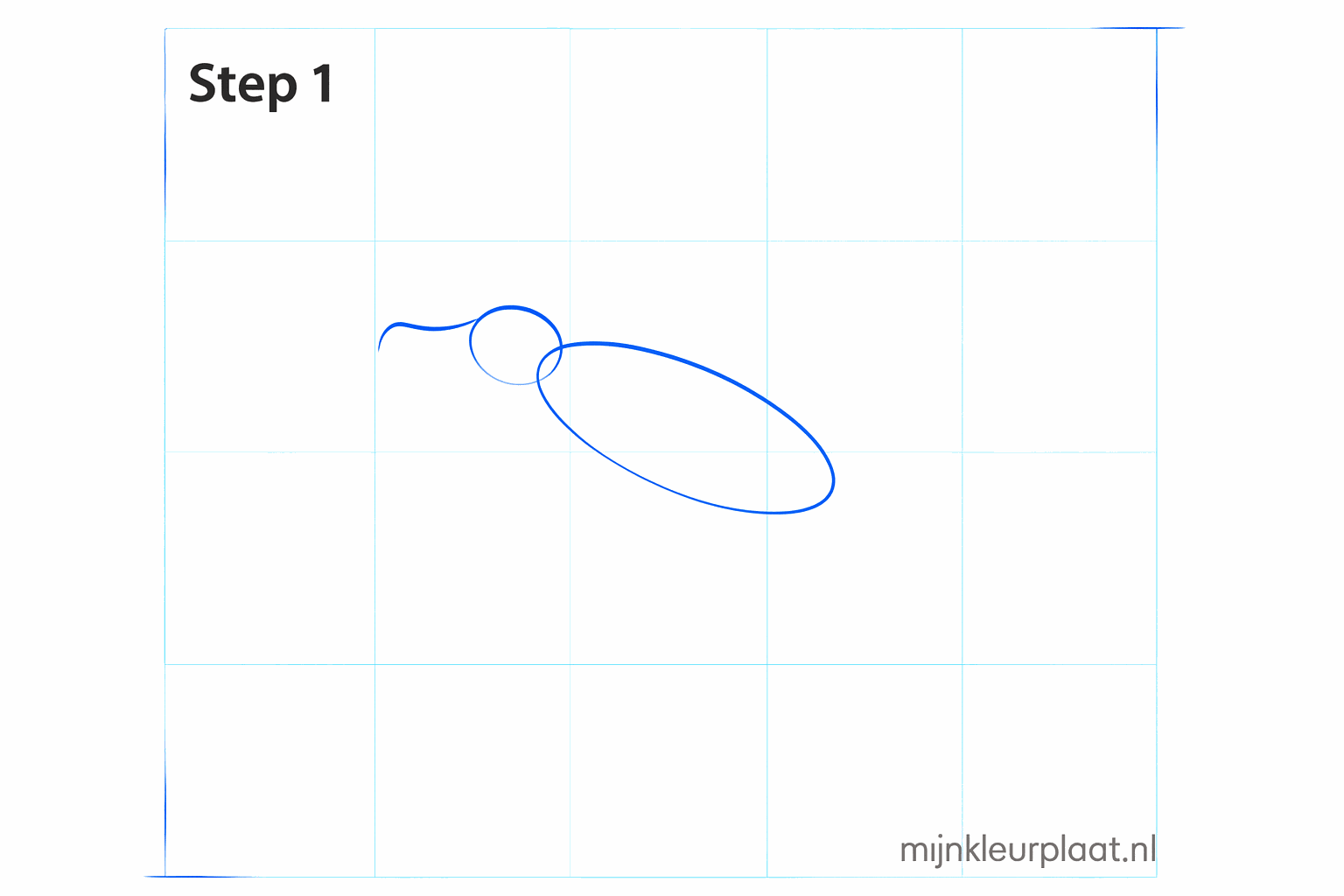Basisvormen van een albatros met een cirkel en een grote ovaal.