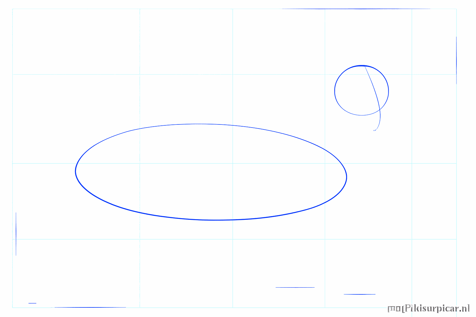 Twee ovalen die de basis vormen voor het lichaam en de kop van de gazelle.