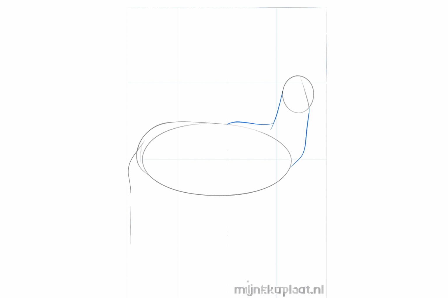 De neklijnen en een staartlijn die de twee ovalen met elkaar verbinden.