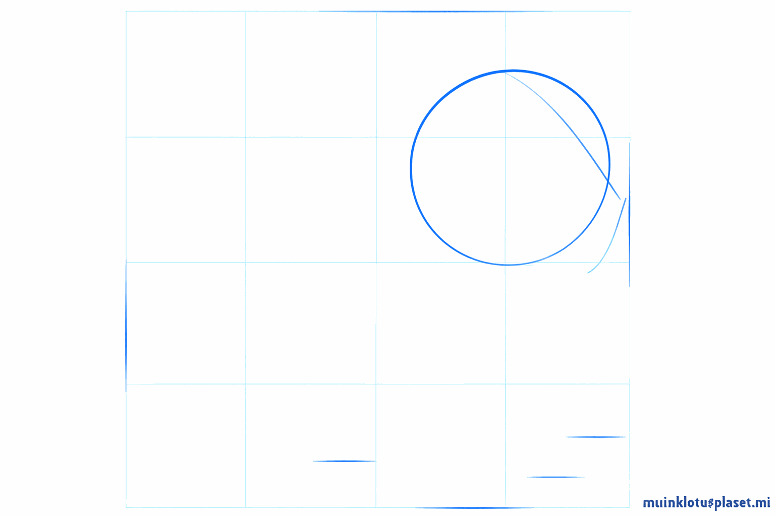 Een ovaal met een kruis erin als basis voor het hoofd van de Tasmaanse Duivel.